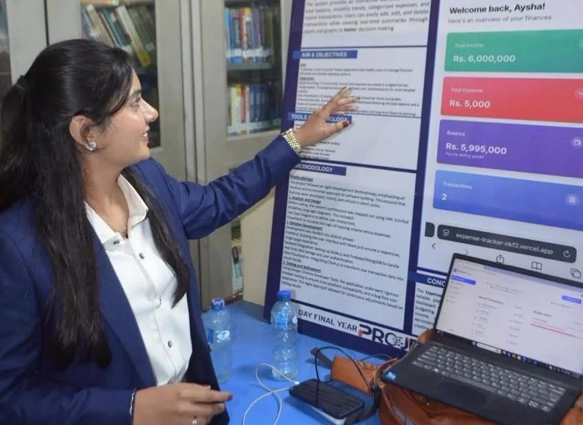 Students and faculty at a departmental event